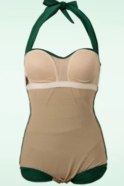 Klassiek Jaren Vijftig Eendelig Badpak In Groen