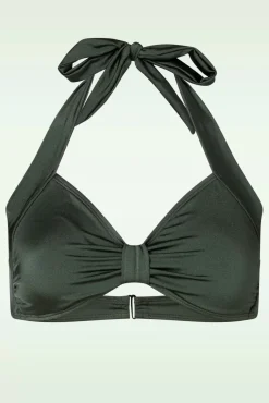 Klassieke Bikinitop In Donker Olijfgroen