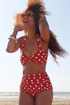 Klassieke Polka Bikinitop In Rood En Wit