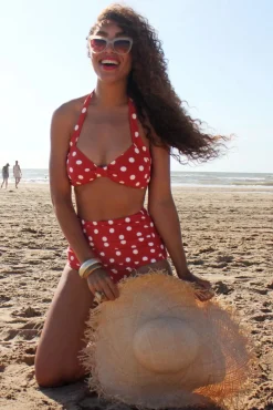 Klassieke Polka Bikinitop In Rood En Wit