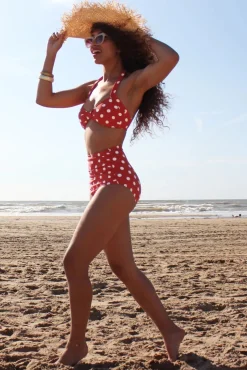 Klassieke Polka Bikinitop In Rood En Wit