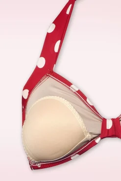 Klassieke Polka Bikinitop In Rood En Wit