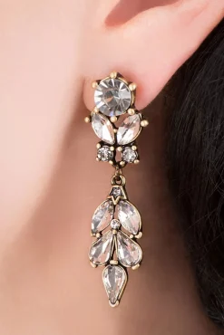 Kristallen Bladeren Oorbellen In Goud