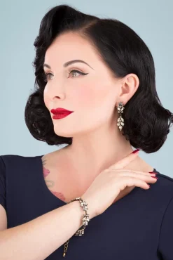 Kristallen Bladeren Oorbellen In Goud