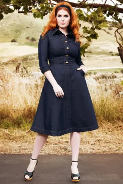 Lauren Swing Jurk In Donkerdenim