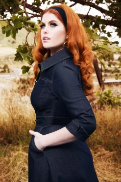 Lauren Swing Jurk In Donkerdenim