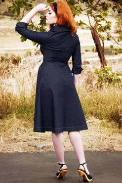 Lauren Swing Jurk In Donkerdenim