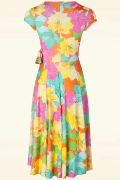 Layla Bright Floral Swing Jurk In Multi