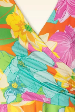 Layla Bright Floral Swing Jurk In Multi