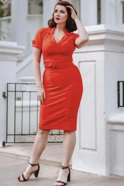 Lois Pencil Jurk In Rood