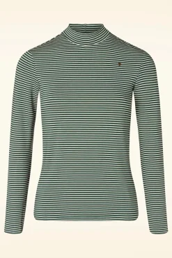 Lonely Lips Gestreepte Coltrui In Donkergroen
