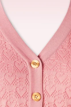 Love Heart Cardigan In Poederroze