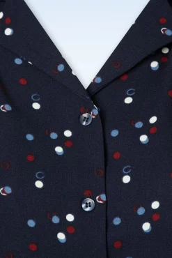 Luana Chalk Polka Blouse In Marineblauw
