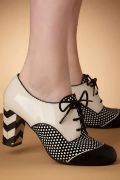 Madison Lederen Booties In Zwart En Romig Wit