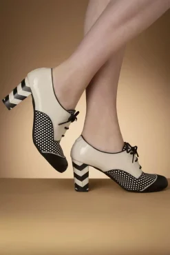 Madison Lederen Booties In Zwart En Romig Wit