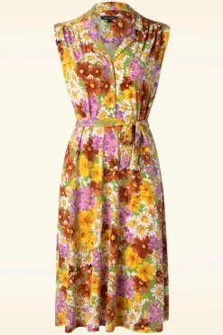 Marianne Marini Jurk In Tuscan Geel