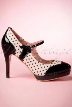 Mary Jane Pumps In Zwart En Beige Roze