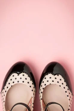 Mary Jane Pumps In Zwart En Beige Roze