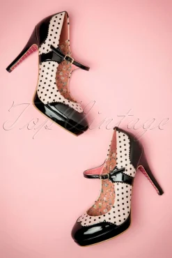 Mary Jane Pumps In Zwart En Beige Roze