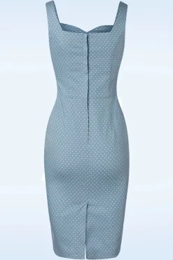Michaella Polka Dot Pencil Jurk In Blauw