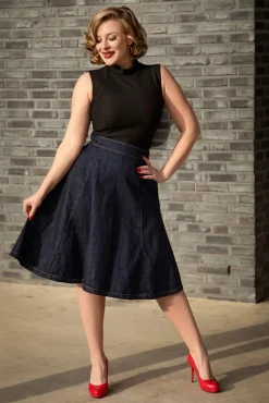 Mona Lee Swing Rok In Donkerdenim