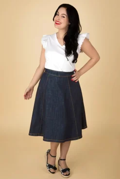 Mona Lee Swing Rok In Donkerdenim