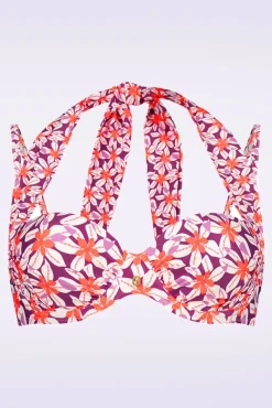 Multiway Summer Flowers Bikinitop In Paars