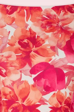 Nina Flower Swing Jurk In Rood