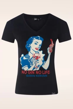 No Gin No Life T-Shirt In Zwart