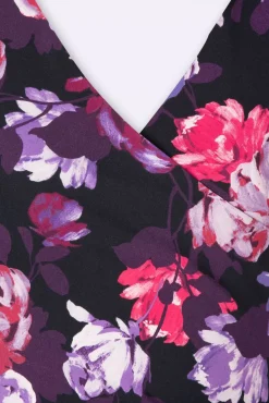 Noa Floral Pencil Jurk In Paars En Rood