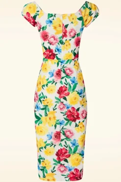 Nori Floral Pencil Jurk In Wit