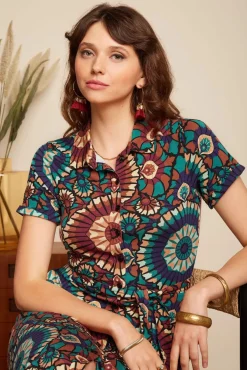 Olive Torini Midi Jurk In Avondblauw