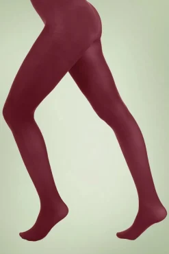 Ondoorzichtige Panty In Bordeauxrood