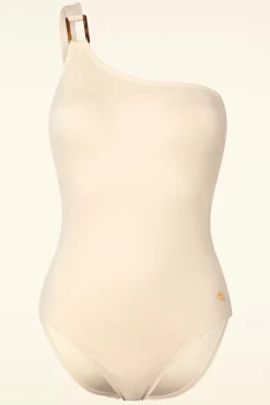 One Shoulder Badpak In Ecru