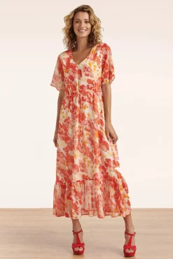 Patricia Floral Maxi Jurk In Oranje