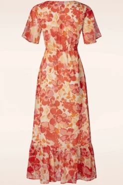 Patricia Floral Maxi Jurk In Oranje