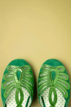 Penny Suede Dainty Ballerina's In Groen