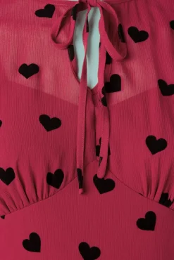 Peppa Chiffon Hearts Tea Jurk In Frambozenrood