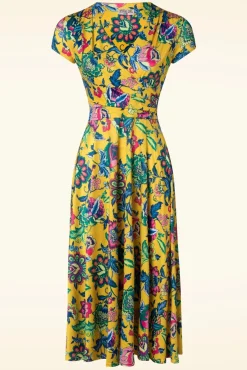 Petty Floral Swing Jurk In Geel