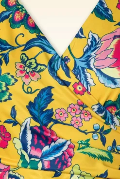 Petty Floral Swing Jurk In Geel