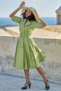 Petula Sage Overcoat Jurk In Peergroen