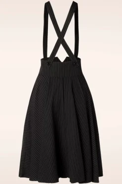 Pinstripe Suspender Swing Rok In Zwart