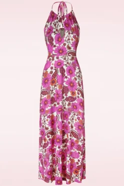 Polly Maxi Jurk In Wit En Roze