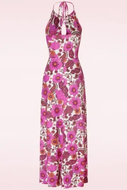 Polly Maxi Jurk In Wit En Roze