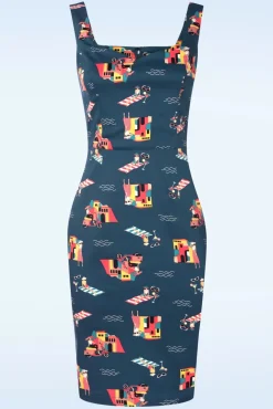 Portofino Living Pencil Jurk In Blauw