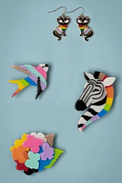 Rainbow Heartfelt Hydrangea Broche