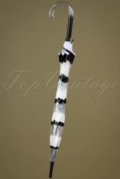 Rayures Transparent Dome Paraplu In Zwart En Wit