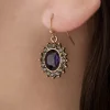 Regency Oval Stone Oorbellen In Paars