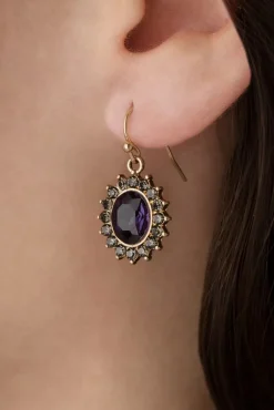Regency Oval Stone Oorbellen In Paars