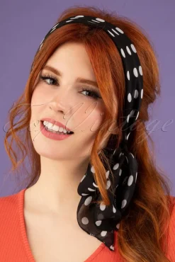 Retro Haarsjaal In Zwart Met Stippen